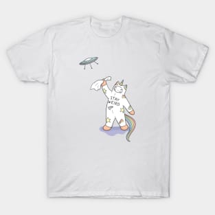 Hitchhiking Weird Unicorn Cat T-Shirt